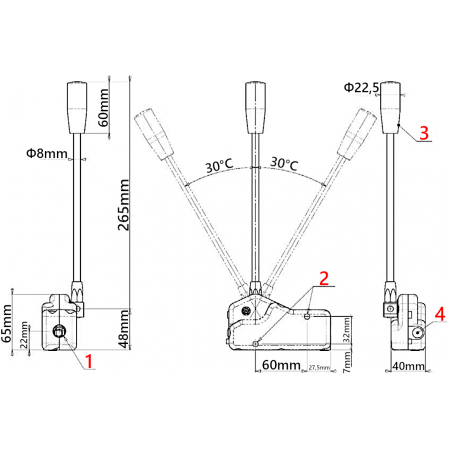 ZESTAW 2 SEKCYJNY 40L DO TURA PŁYWAK ROZDZIELACZ Z ZATRZASKIEM + DŹWIGNIE NA WIDEŁKI LINKI 2m